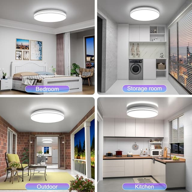 Detalle de LED Deckenleuchte 20W (Bad, IP44) – runde Badezimmerlampe kaltweiß 5000K, 26 cm