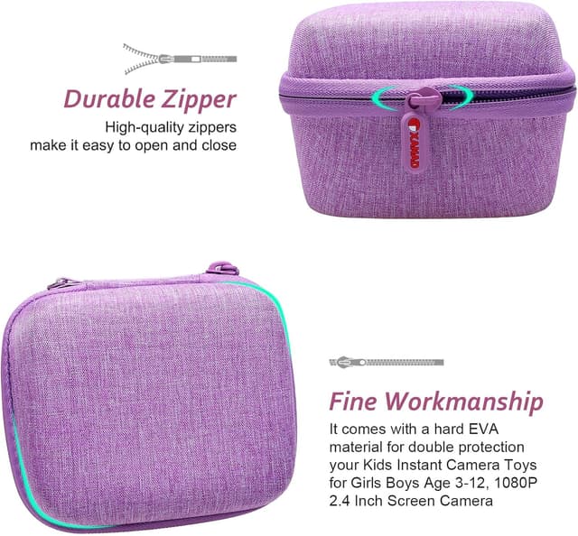 Thumbnail 6 de XANAD Kinderkamera Tasche für Sofortbildkamera – Schutzhülle mit Thermodruckpapier, Gurt und Hartschale (Lila)