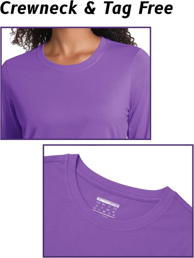 Detalle de TACVASEN Women’s Long Sleeve Cotton T-Shirt with Crew Neck, Quick Dry Breathable Fit