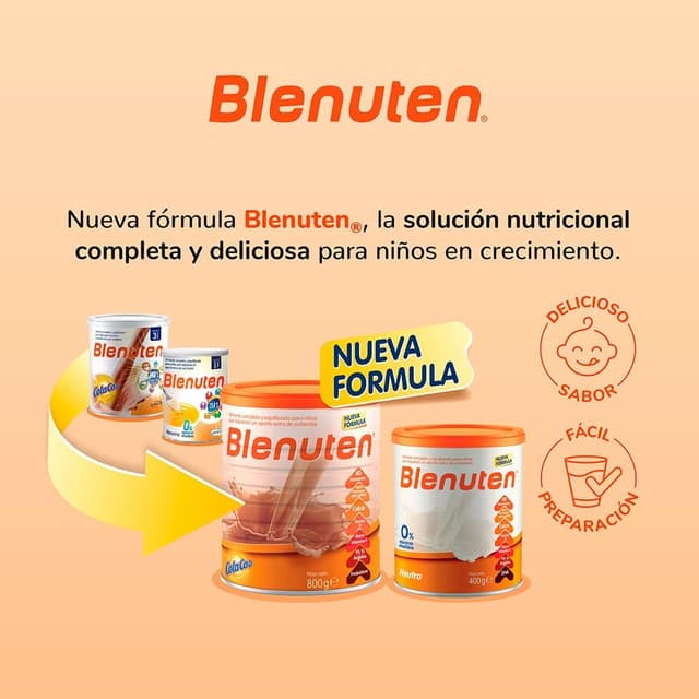 Detalle 2 de Blenuten Cola Cao 800g 🥄 Suplemento para Niños +Vitaminas