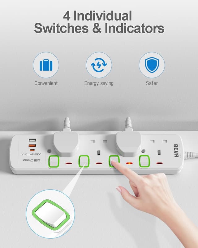 Detalle de BEVA 4-way extension lead with 1.5m