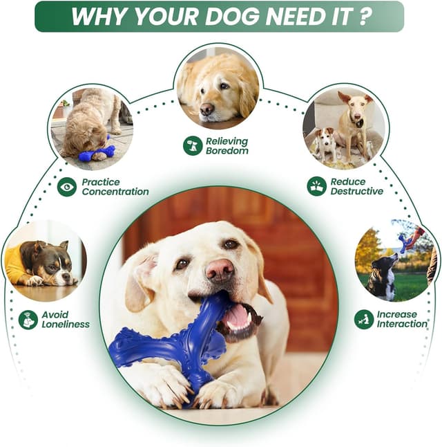 Detalle 2 de CVALIN Kauspielzeug für aggressive Kauer: unzerstörbares Naturkautschuk-Knochenspielzeug für große Rassen