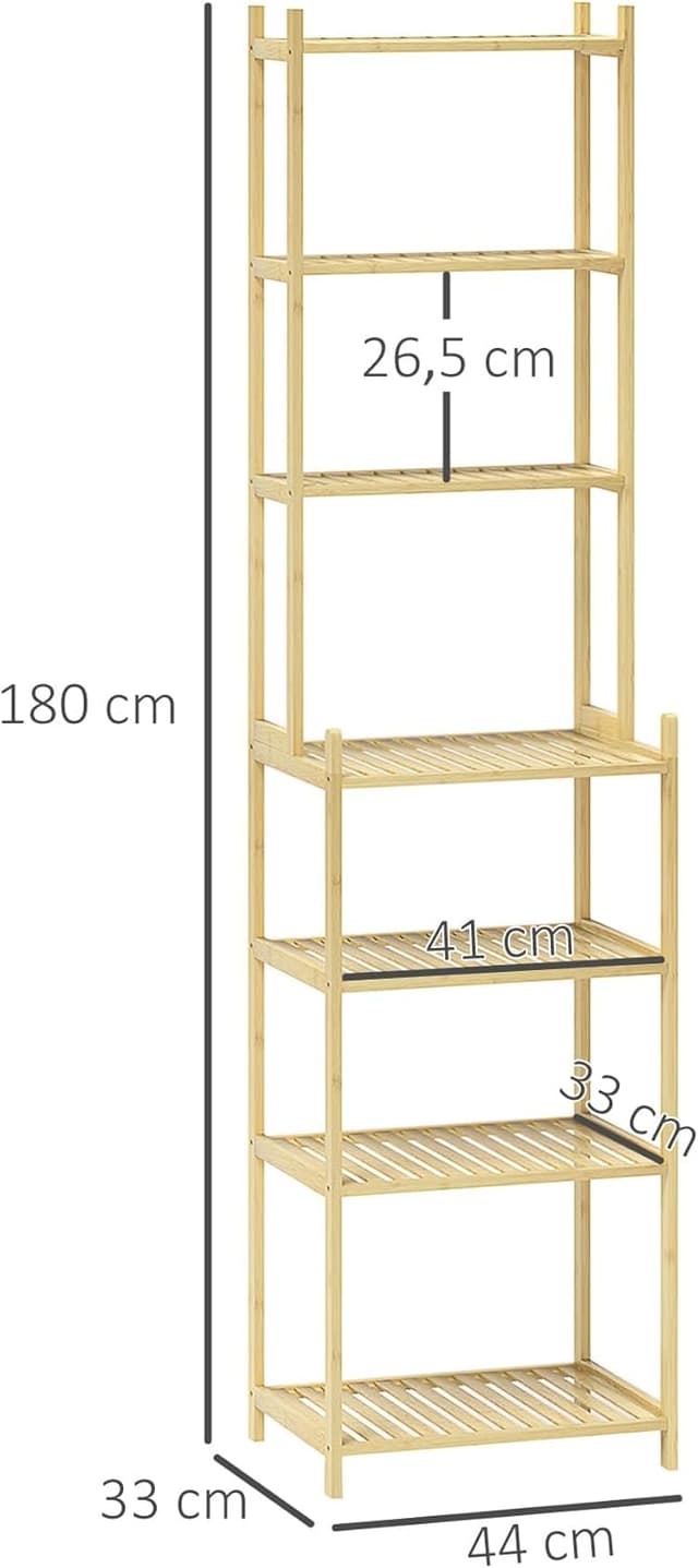 Thumbnail 2 de HOMCOM Étagère Salle de Bain 7 Niveaux Bambou Bois Naturel