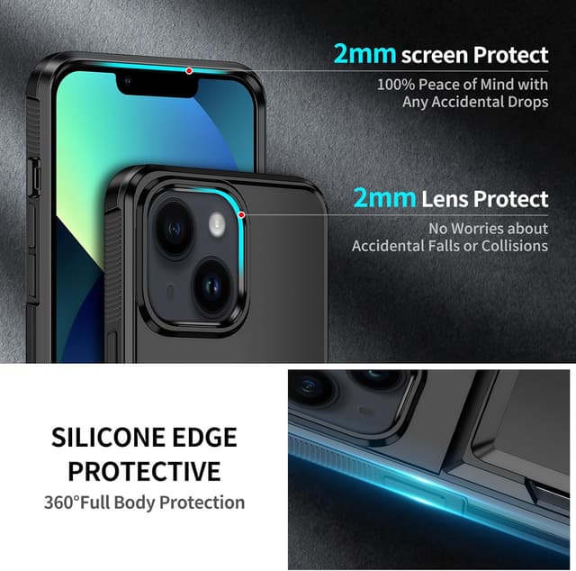 Detalle 2 de Aolcev iPhone 13 Case with Card Holder (up to 4 cards) – Dual-layer shockproof wallet cover in Black