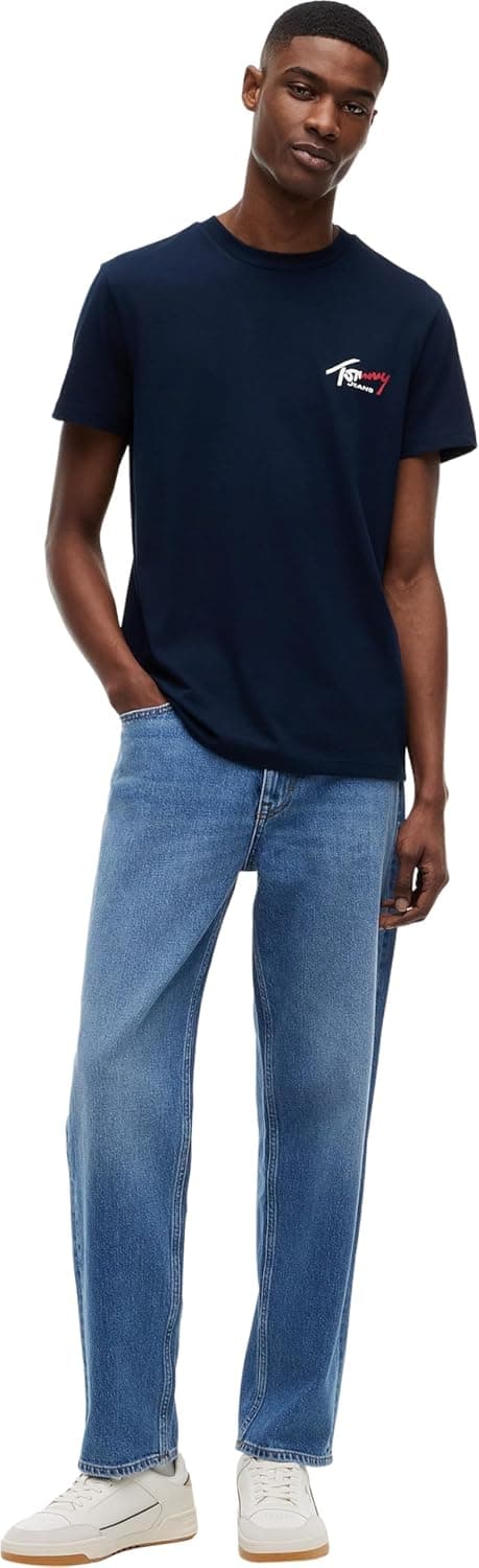 Detalle de Tommy Jeans Tjm Slim Sign Chest T-SHIRT uomo a maniche corte