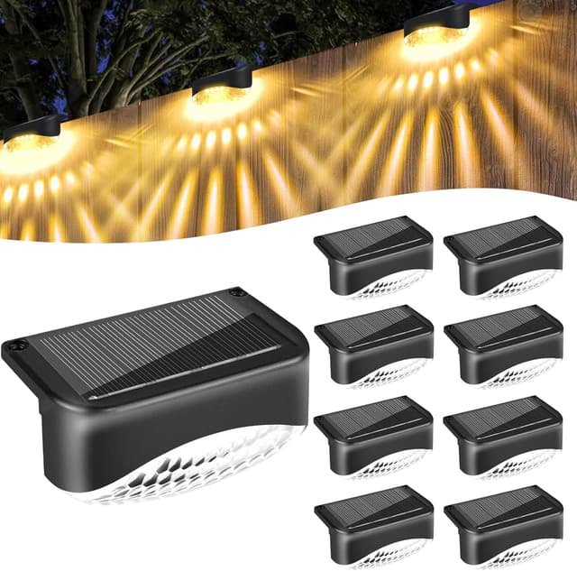 Detalle de Bzavor Solarlampen für Außen Garten (8er-Set) – IP65, 7,5 x 4 cm, warmweiß für Zaun & Balkon