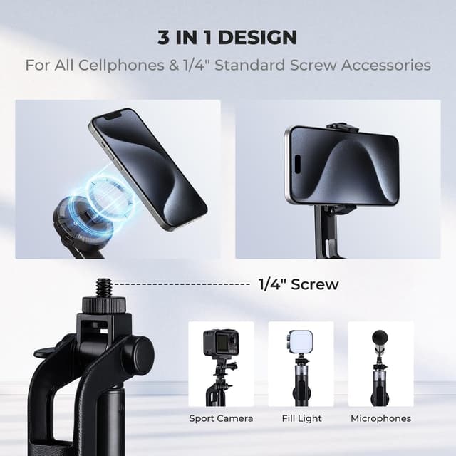 Detalle de K&F CONCEPT Popod 72" Phone Tripod with Remote