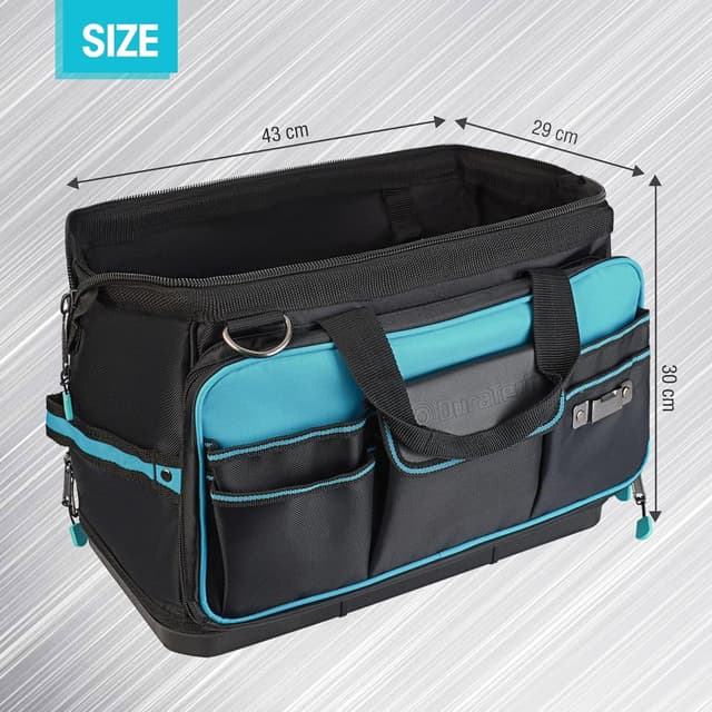 Detalle de DURATECH Sac à Outils 43 cm avec ouverture large et 32 poches en tissu Oxford 840D