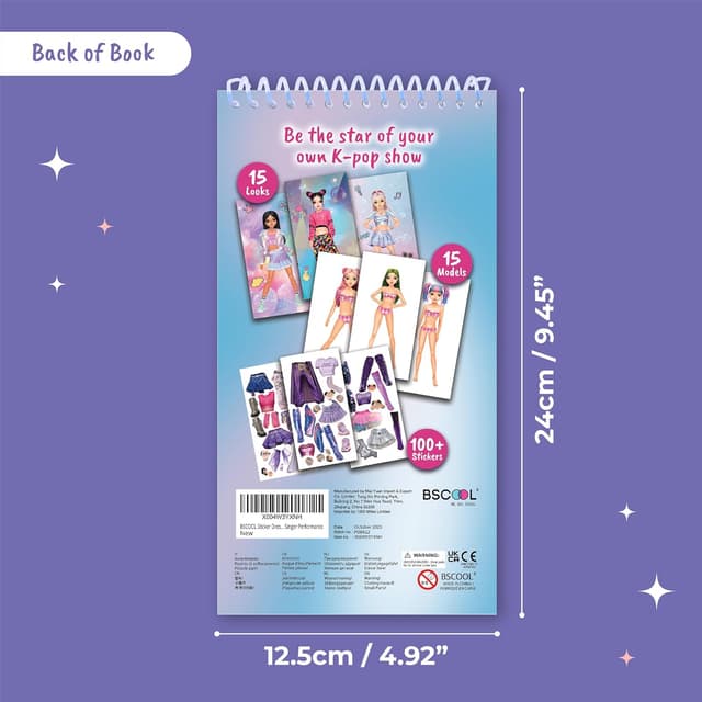 Detalle de BSCOOL Sticker Dress Up K-Pop Activity Book for Kids (Ages 5+) with Removable Stickers and Guides