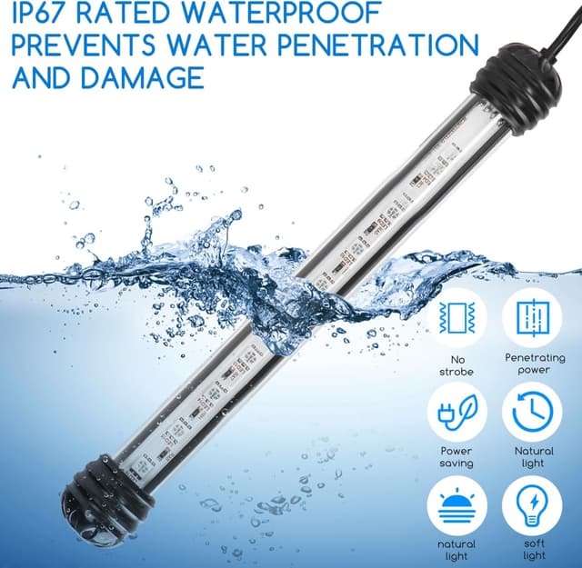 Detalle de Nobleza LED luce per acquario RGB da 30 cm con telecomando (IP67) e dimmer