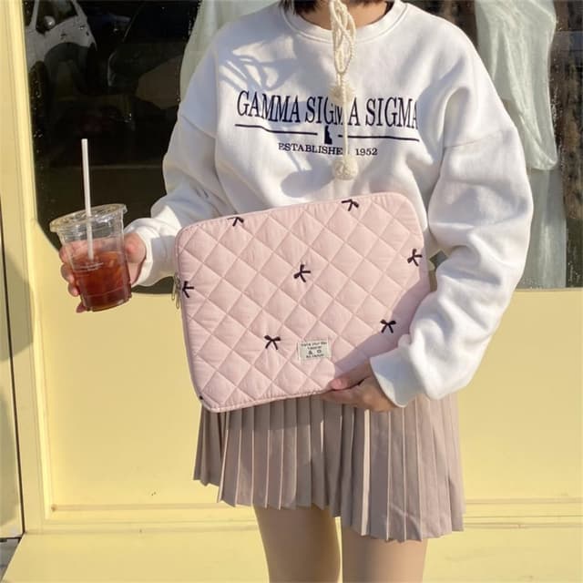 Thumbnail 6 de Flintronic custodia sleeve per laptop da 14 pollici con motivo trapuntato e fodera in cotone