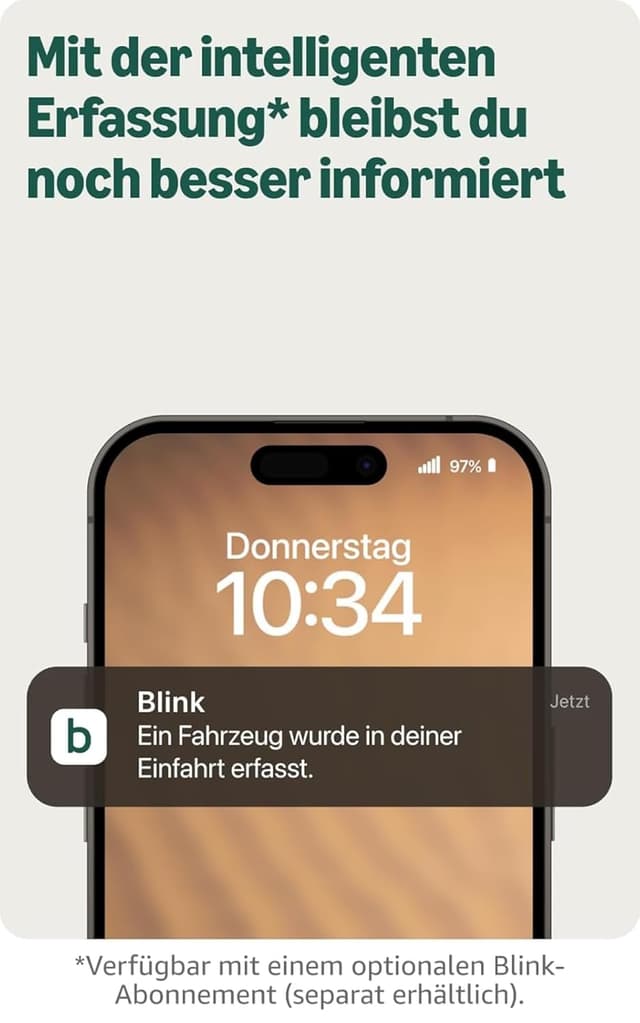 Detalle de Blink Außenkamera 2K+ (neueste Generation) inkl. Videotürklingel – kabellose 4‑Kamera-Lösung mit Sync‑Basismodul, Schwarz