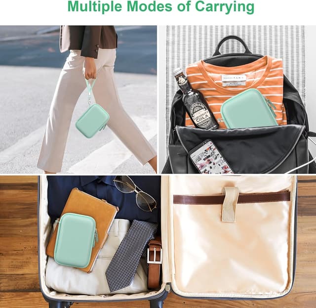 Detalle de Canboc Hard Case for Fujifilm Instax Mini Link 3 / Mini Link 2 (Mesh Pocket, Mint Green) — Case Only