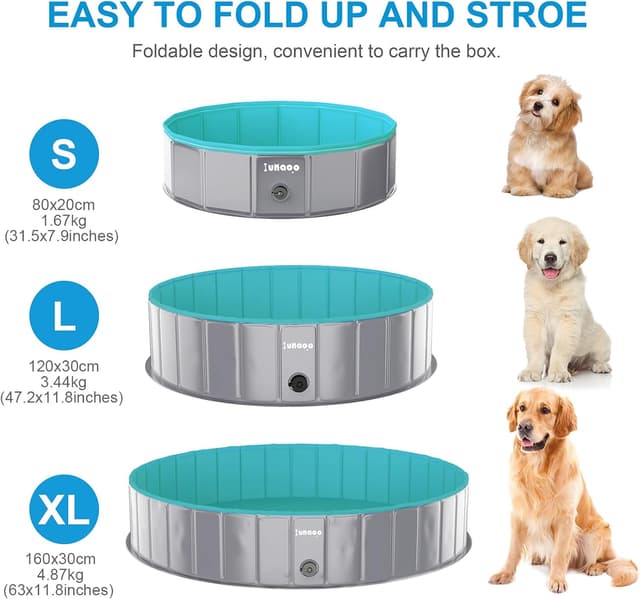 Detalle de lunaoo faltbare Hundepool für große Hunde (120 x 30 cm) – tragbares PVC Planschbecken