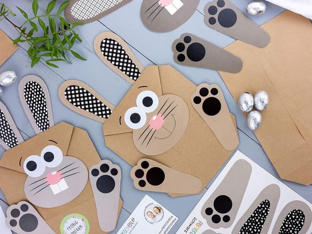 Detalle 1 de Papierdrachen Osterhasen Tüten DIY 12 Stück