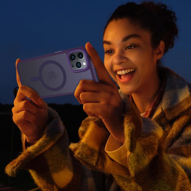 Thumbnail 6 de Coque iPhone 14 Pro magnétique MagSafe XTCASE – translucide mat violet avec bumper antichoc