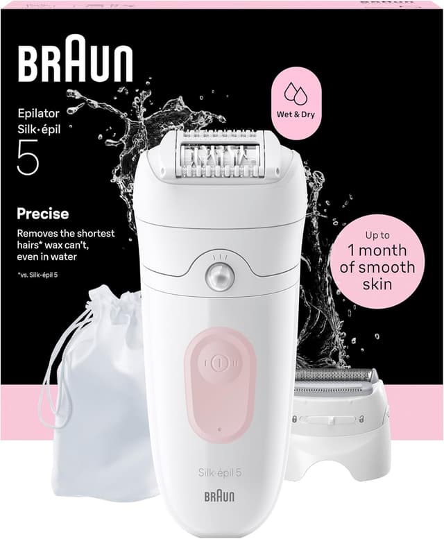 Detalle de Braun Silk·épil 5 (5-030) femme, épilateur électrique étanche rose flamant avec tête de rasage