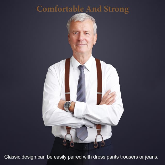 Detalle de Clip Yeah Hosenträger Herren Breit 3,5 cm zum Knöpfen – elastisch & einstellbar für Hochzeit, Party