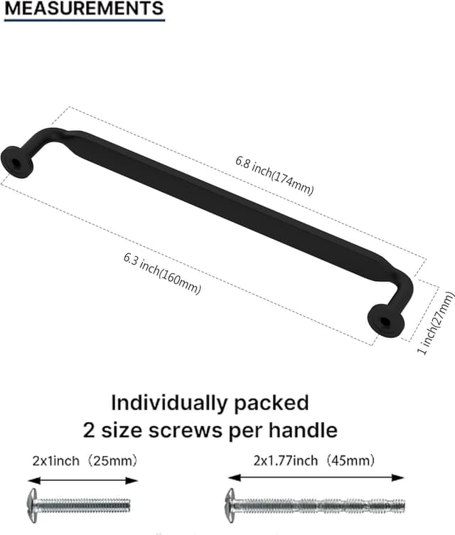 Detalle de Amerdeco confezione da 10 maniglie per mobili nere con interasse 160 mm (UK0071)