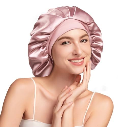 Detalle de Umisleep Gorro de Seda para Dormir de Morera 100% 22 Momme (6A) doble capa, rosa