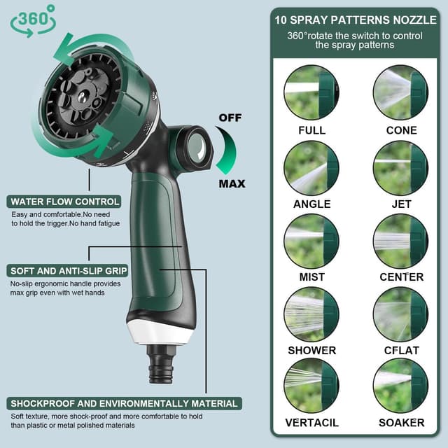 Thumbnail 1 de U ULTTY Flexibler Gartenschlauch 30 m mit Auszieh-Funktion, Metallanschlüssen und 10-Funktions-Brause