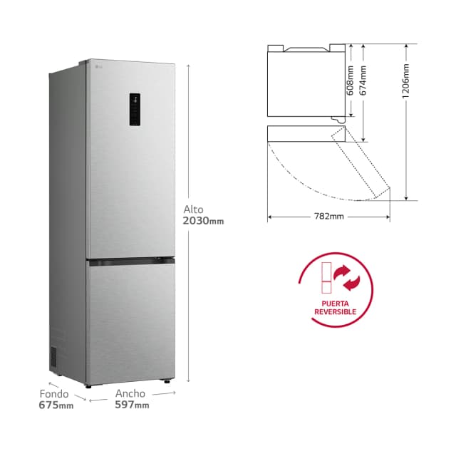 Detalle 2 de LG Serie 700 GBBS727CMB (reacondicionado grado D) frigorífico combi No Frost con DoorCooling+