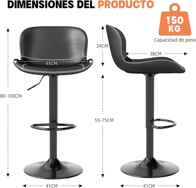 Detalle 2 de Youhauchair Taburetes Altos de Cocina Juego 4