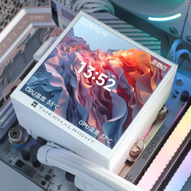 Detalle de TR Hyper Vision 360 ARGB Bianco CPU AIO Cooler con LCD IPS 480×480 per Intel e AMD AM4/AM5