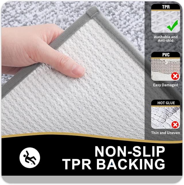 Detalle de OLANLY Bathroom Rugs 24x16 Extra Soft Microfiber Bath Mat (Non-Slip, Machine Washable) – Small Grey