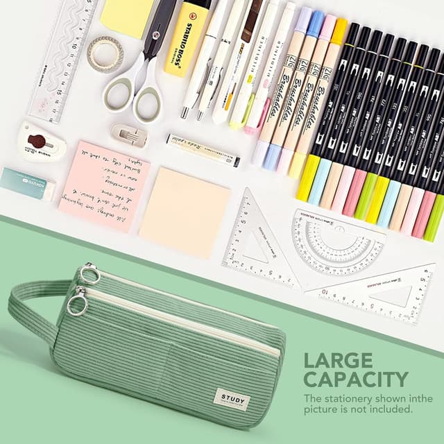 Thumbnail 6 de KALIDI Cord-Stoff Federmäppchen mit Tragegriff – großes Mäppchen für Schule, Büro & Teenager