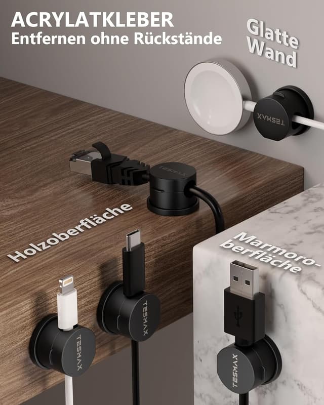 Detalle 2 de Tesmax Kabelclips 6 Stück für Kabelmanagement
