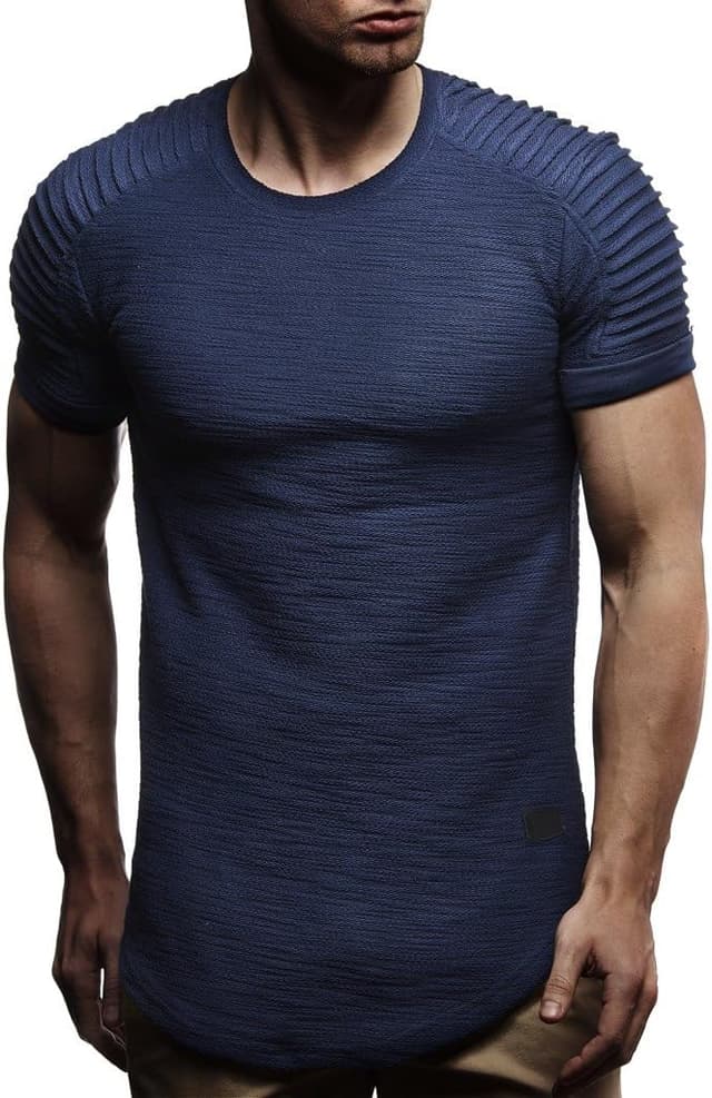 Detalle 2 de Leif Nelson T-shirt d’été homme à col rond en 100 % coton, coupe droite
