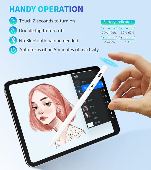Thumbnail 5 de MMK Stylus Pen for iPad, Tilt Sensitivity 2025 ✏