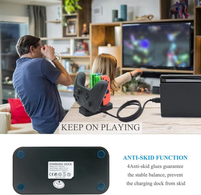 Thumbnail 6 de FASTSNAIL Ladestation für Nintendo Switch: bis zu 4 Joy-Con-Controller oder 1 Pro Controller + 2 Joy-Con