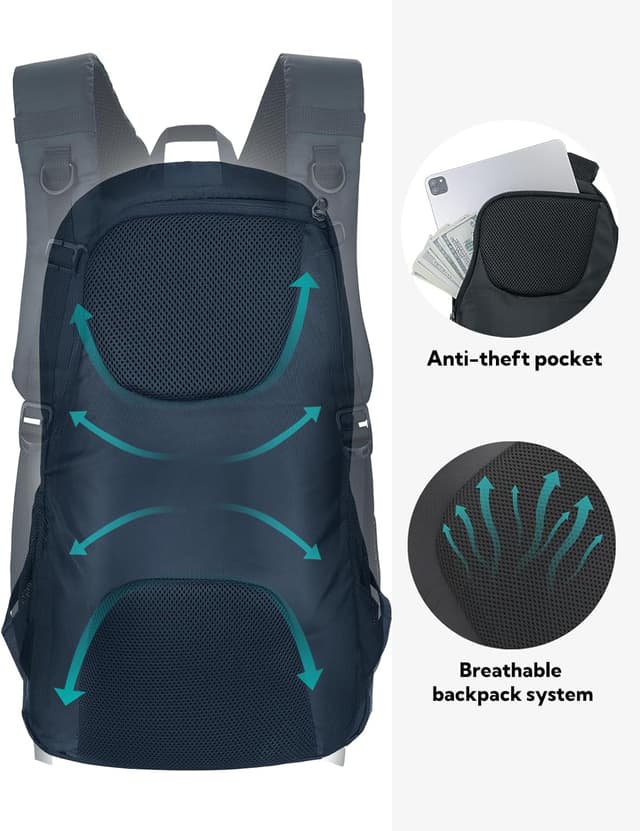 Detalle de Waterfly 25L Hiking Backpack Daypack with Rain Cover – lightweight rucksack for day hikes, travel and camping