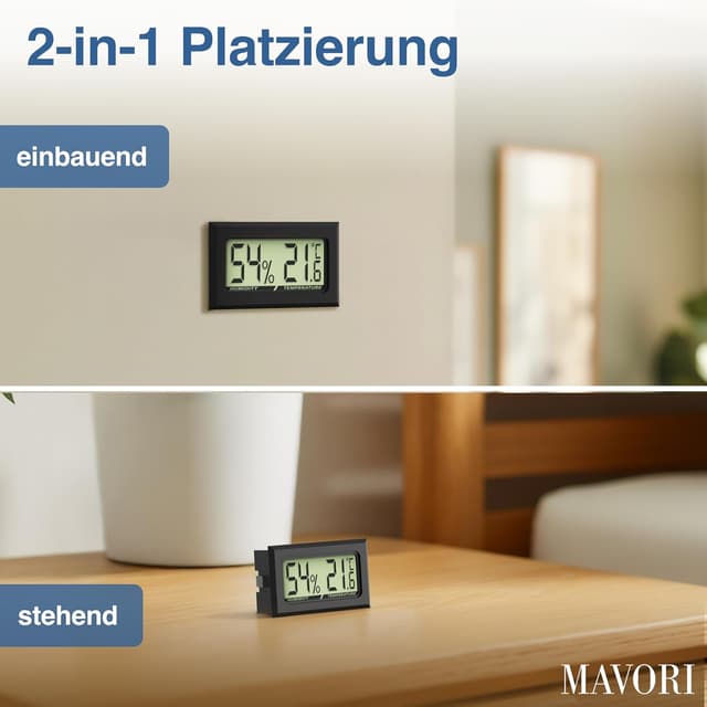 Thumbnail 6 de MAVORI 5er-Set Mini Thermo-Hygrometer digital (2-in-1) für Temperatur & Luftfeuchtigkeit