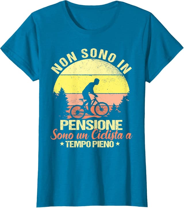 Detalle 2 de T-shirt “Non sono in pensione sono un ciclista a tempo pieno” uomo