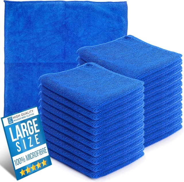 Detalle de TDBS The Dustpan and Brush Store Large Microfibre Cleaning Cloth (40x40cm), Lint-Free, Blue (20 pack)