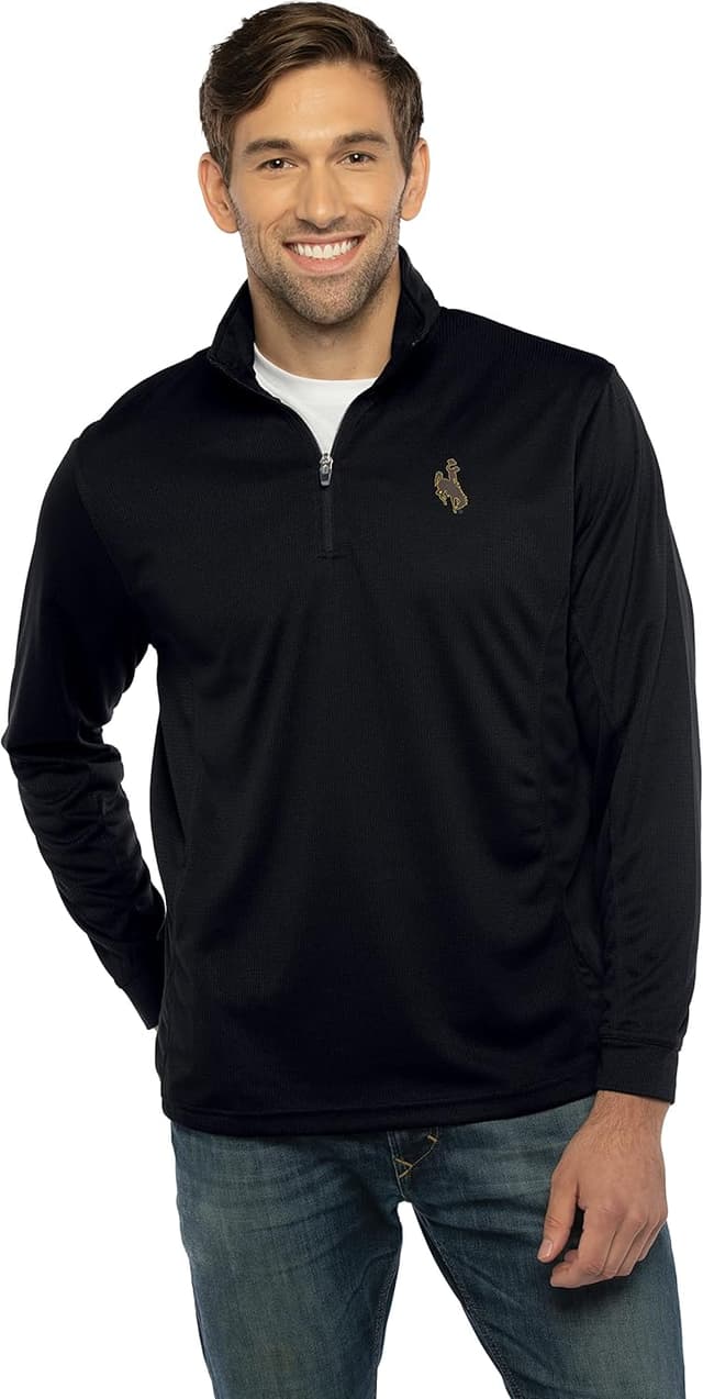 Detalle de Vantage Apparel Men’s Standard Collegiate Micro Mesh 1/4 Zip Pullover (Black)