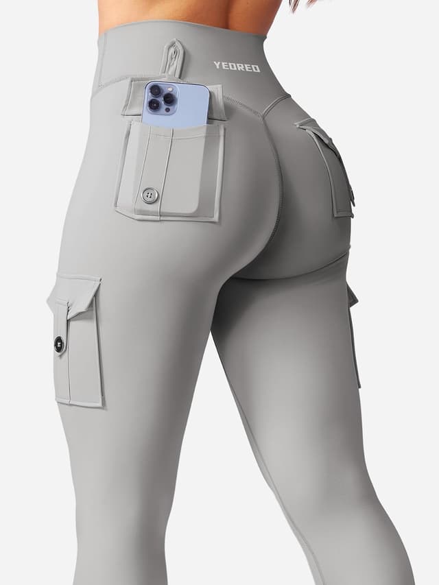 Detalle de YEOREO CoreFlex Sport Leggings Damen mit Taschen – High Waist, blickdicht & Push-up-Wirkung