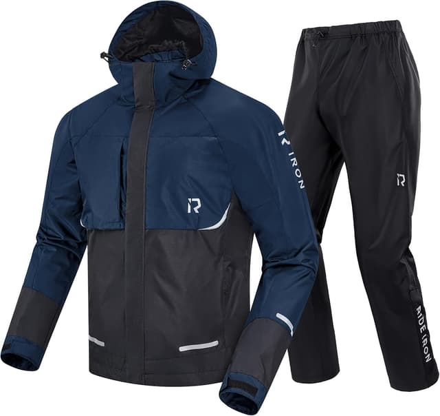 Detalle de RIDEIRON Tuta antipioggia moto uomo impermeabile 10.000 mm traspirante riflettente, leggera e compatta