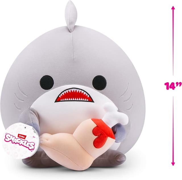 Detalle 2 de Snackles Non-Licensed Series 1 14-inch Plush Shark with Leg (FINN) by ZURU