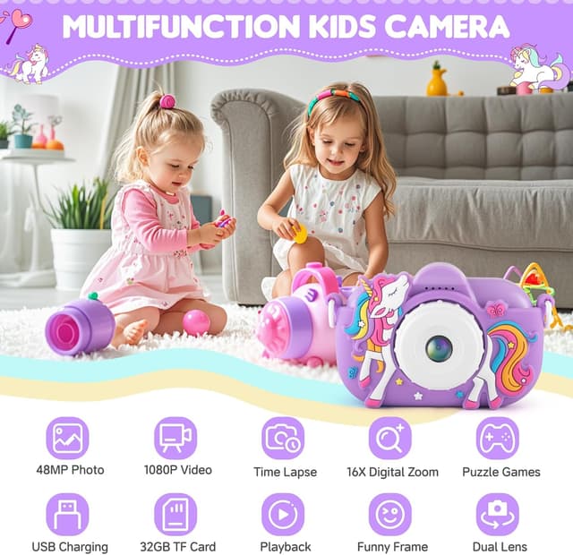 Detalle 2 de Kids Camera 48MP Dual Lens 32GB for Ages 3–9
