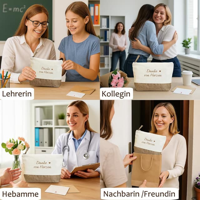 Detalle de FreiSterne Dankeschön Geschenk: Kosmetiktasche „Danke von Herzen“ als kleine Aufmerksamkeit