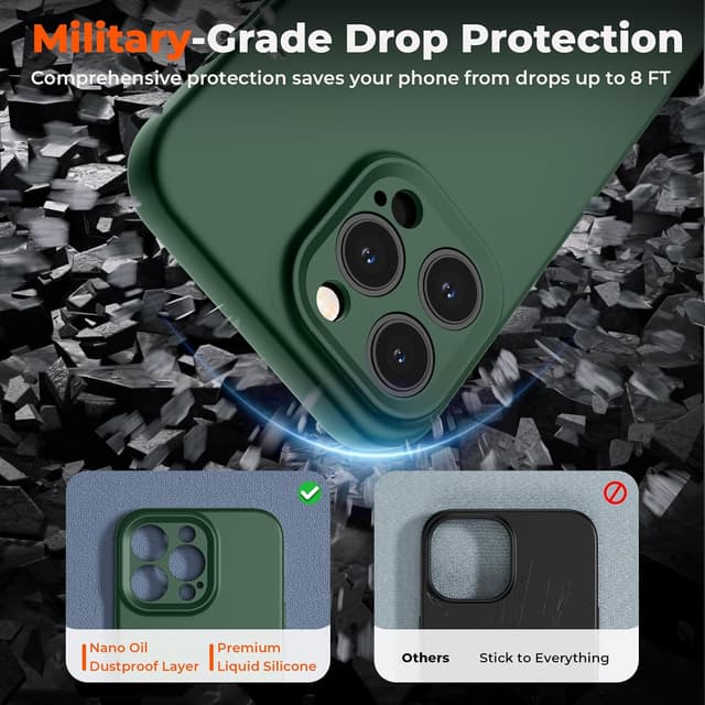 Detalle de SUPFINE Designed for iPhone 15 Pro Max Liquid Silicone Case (Acacia Green)