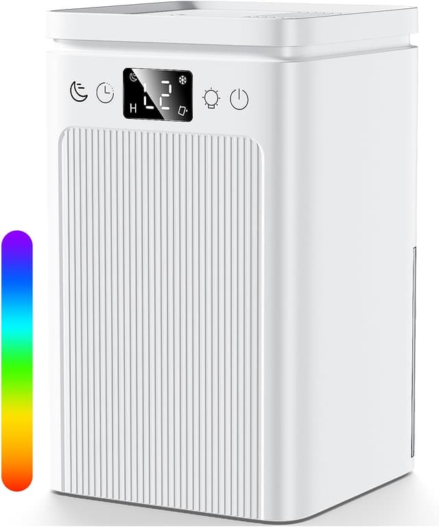 Detalle de Dehumidifiers for Home 2.2L / 77oz Water Tank Dehumidifier with Smart Defrost, Quiet Sleep Mode and Touch Control (Cream)