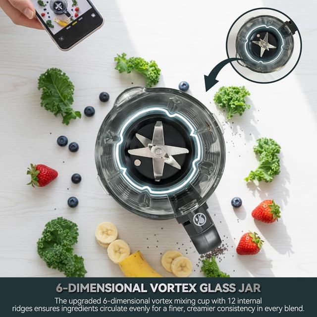 Detalle de ASTRALSHIP Glass Blenders for Kitchen (Stainless Steel) – 1500W Motor, Glass Jar, 9 Speeds & 14 Preset Programs