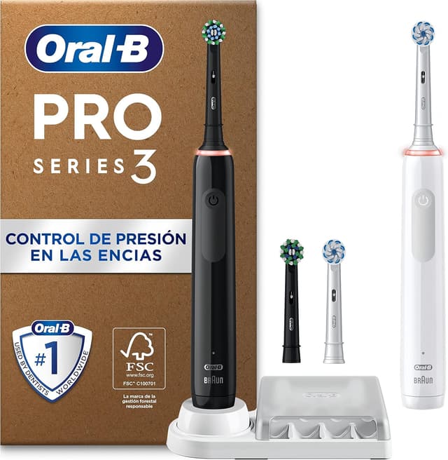 Detalle de Oral-B Pro 3 3900N: Cepillos Eléctricos (Pack de 2) 🪥