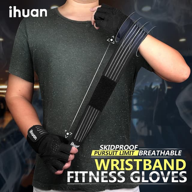 Thumbnail 4 de ihuan Ventilated Weight Lifting Gloves with Wrist Wraps