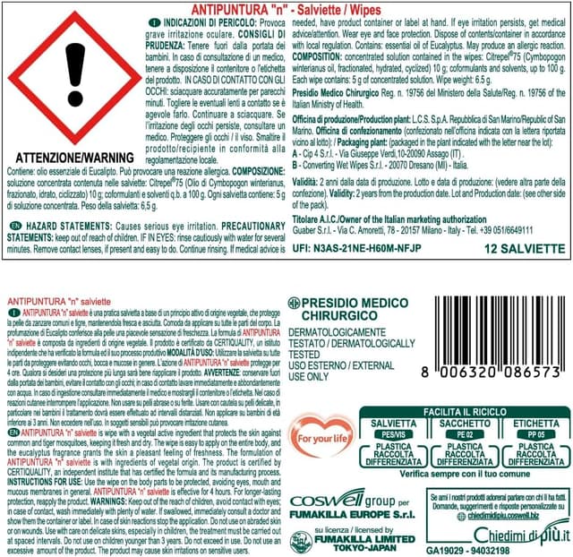 Detalle 2 de 100% Derm Plant Salviettine Antipuntura — lingettes anti-moustiques et anti-tigres (x12)